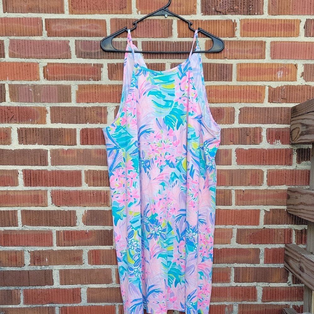 Lilly Pulitzer Pink & Blue Floral Midi Dress